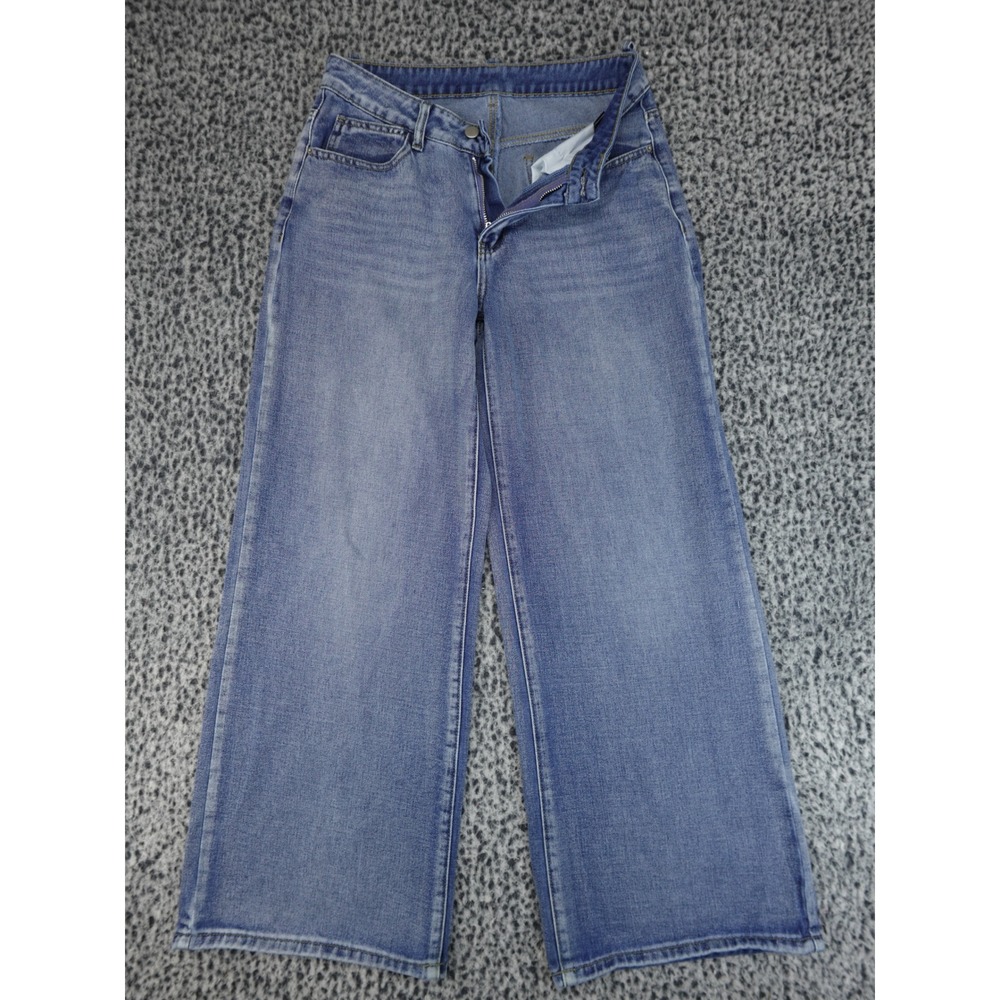 Shein Wide Leg Jeans Womens Size 28 Medium‎ Wash Blue Good High Waisted Denim
